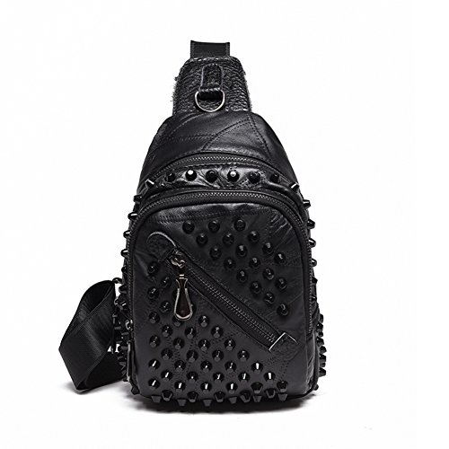 Sac bandoulière en cuir pour femme avec rivets au style coréen décontracté