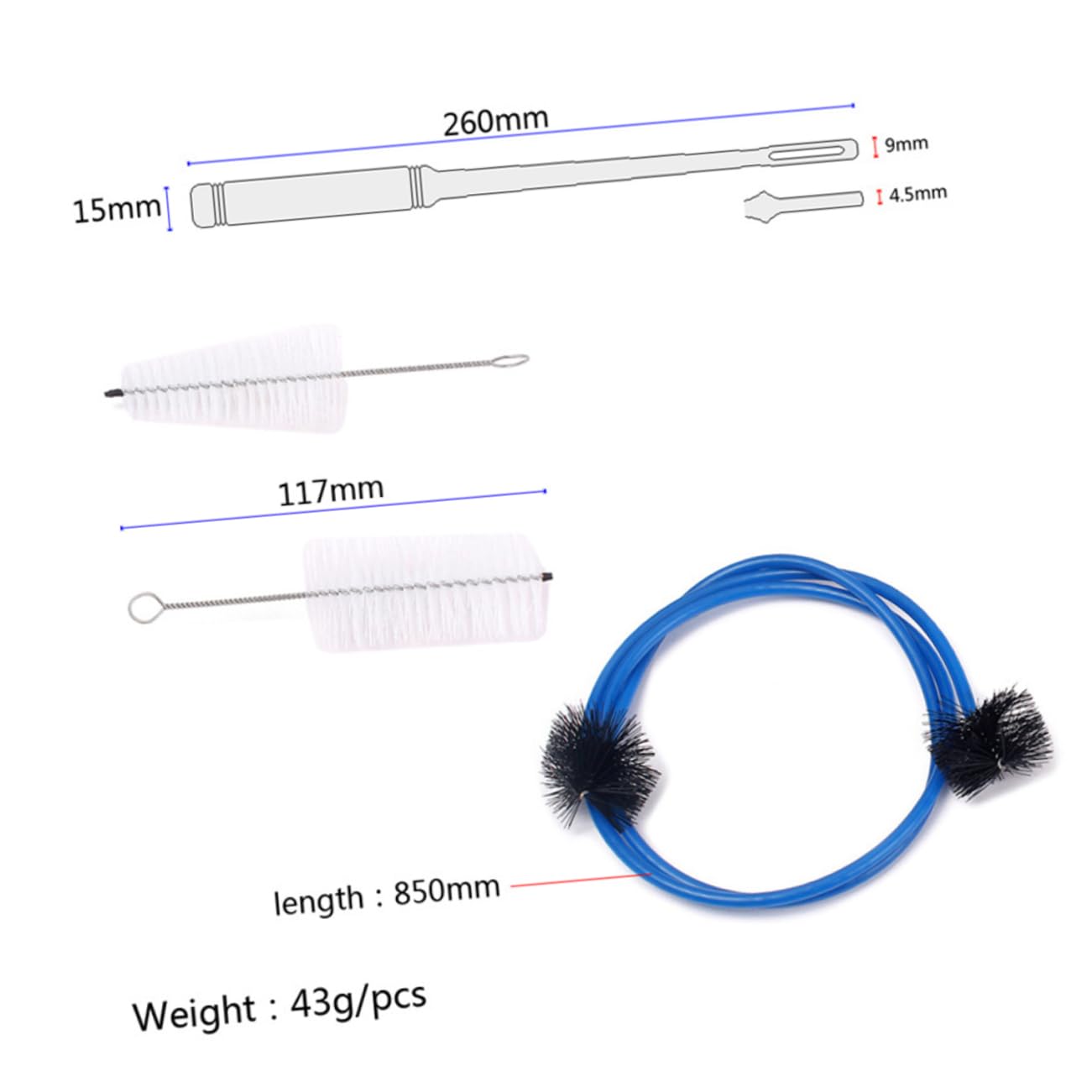 TOYANDONA 12piezas De Limpieza Para Set Cepillo Flexible Cepillo Para Boquilla y Varilla De Limpieza Accesorios Para De Instrumentos De Viento Para Trompetas y Cornetas