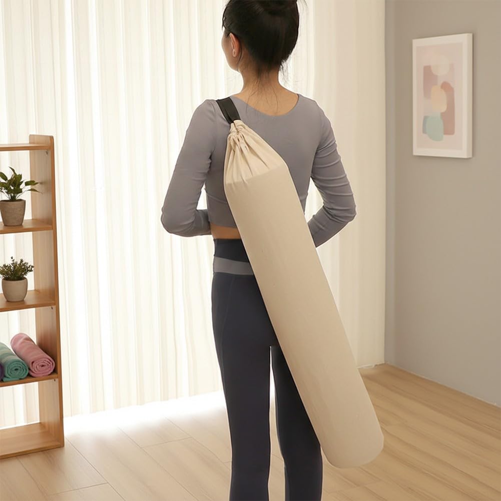 RemixAst Sac à dos robuste pour tapis de yoga en toile épaisse avec large ouverture à fermeture éclair pour un rangement sécurisé et un accès facile - Jaune