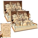 Regalo familiar de Semana Santa de Pascua, nuevo libro de madera de Semana Santa 2025, kit de libro de Pascua hecho a mano para decoración del hogar, escritorio y oficina (2 piezas)