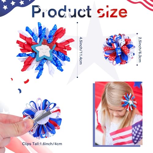 Pinzas para cabello con moño bandera americana miniatura 3