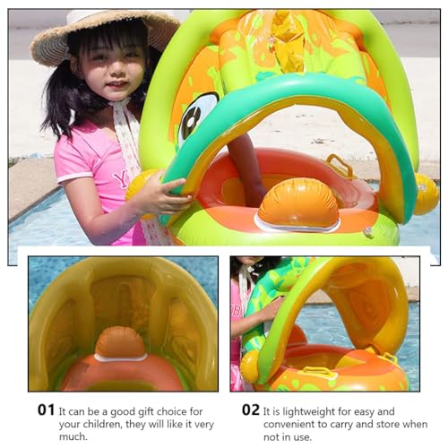 Image of Baby Pool Float with Canopy & Sunshade, Inflatable Infant Swim Ring for Babies & Toddlers, Kids Swim Float Boat for Pool & Outdoor Water Play, 6-36 Months