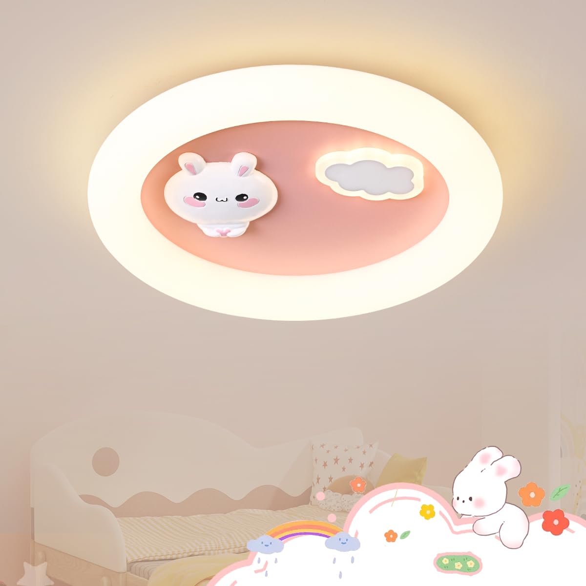 LED Kinder Deckenlampe Hase Wolke Kinderzimmer Lampe Decke,