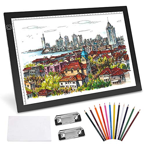 GVOO A3 LED Leuchttisch,LED Light Box Tracer,Leuchtkasten,Ultra-Slim,Taktile Steuerung und Einstellbare Helligkeit für Zeichnung Skizze Tablett ArchitekturKalligraphie