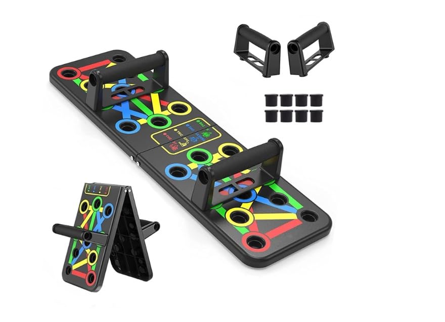 sportscentral pushup board, 15 in 1 push up stand, multi-function flex board for chest, triceps, shoulder, back muscles, home workout gym equipment, multicolour