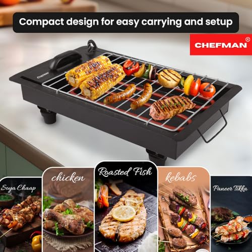 Image of Chefman 2-in-1 Barbeque Grill | 2000W Detachable Stainless Steel Heating | Dual Use for Electric & Charcoal Grilling | 4 Skewers & 1 Grill | High-Performance Indoor & Outdoor Cooking | Patent Design
