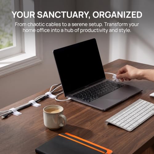 10 piezas de sujetacables adhesivos - Clips para gestionar cables bajo escritorio, organizador pegajoso para cables para escritorio y hogar miniatura 5
