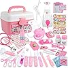 Anpro 46Stk Arztkoffer Medizinisches Spielzeug Rollenspiel Spielzeug Set, Arztkoffer Doktor Spielset Rollenspiel Kit Geschenke für Kinder (Rosa)