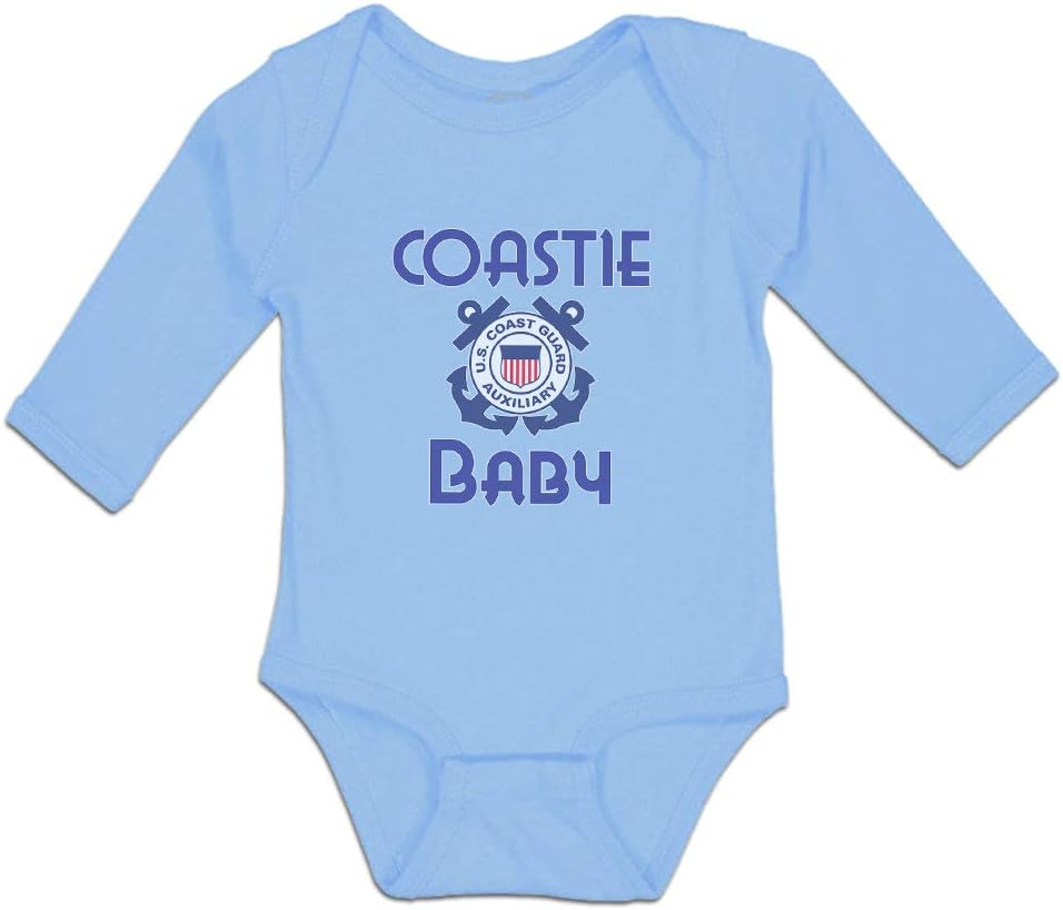 Baby Long Sleeve Bodysuit United States Coast Guard Auxiliary Coastie Baby Flag