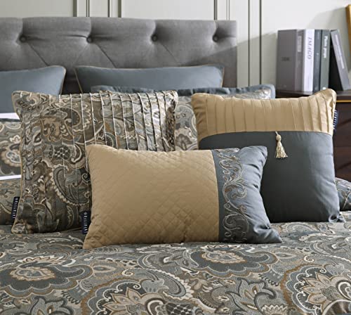 Edredón Queen azul Coley resistente a arrugas Riverbrook Home 6