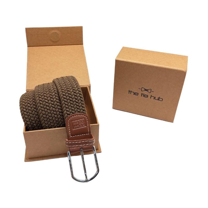 Image of The Tie Hub Unisex Stretchable Woven Fabric Belt | Adjustable, Hole-Free Design | Fits Up to 40 Inches Waist
