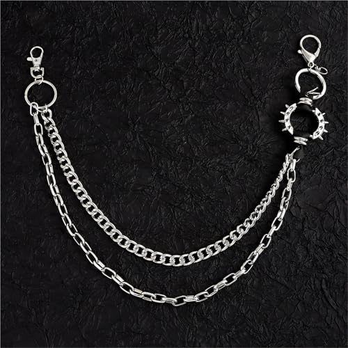 1PCS Metal Rock Layered Chain Keychains For Men Women Waist Wallet Jeans Hip-hop Pants Belt Accessories3