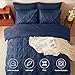 CozyLux Queen Comforter Set Navy Blue, 7 Pieces Pintuck Bed in A Bag, Premium Blue Comforter Queen Size, Pinch Pleat Bedding Sets with Comforter, Sheets, Pillowcases & Shams