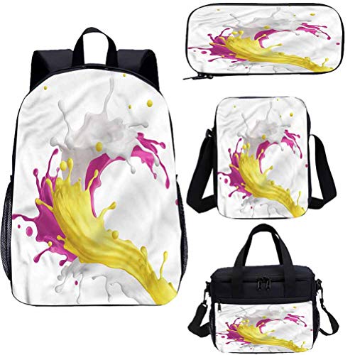 Colorida mochila de 15 pulgadas con bolsa de almuerzo conjunto de estuche  bebida mixta