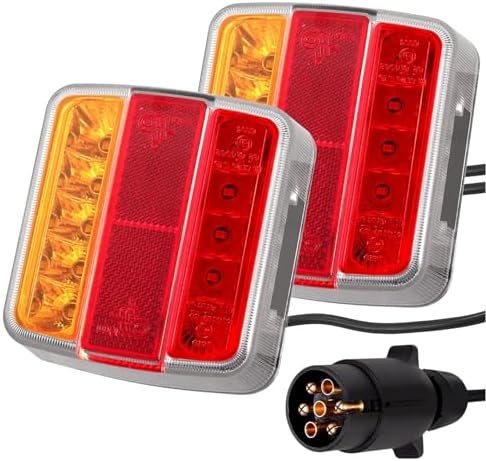 PROZOR Led-achterlichtset, 12 V, bekabelde aanhangerverlichting, 7-polig, 7,5 m kabel, magneet, E11, ECE-keurmerk, geïntegreerd achterlicht, aanhangerverlichting met reflector, LNKMY417EM