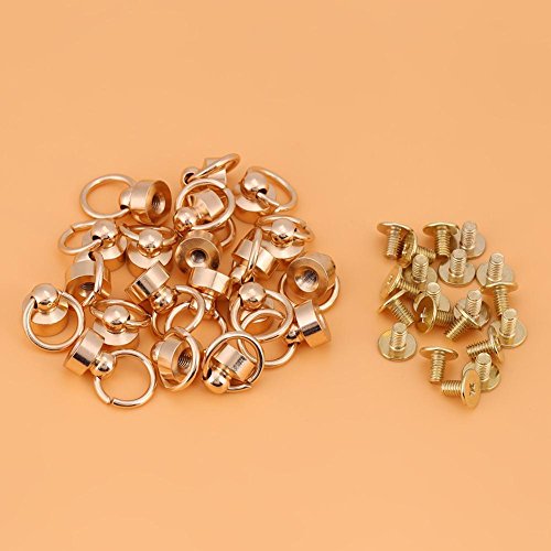 Akoak Brass Pull Ring Pacifier Shape Rivets With Screw,Rivets Fasteners For Diy Leather Craft Belt Bag Wallet,9Mm,6 Set (Gold) #TOP1