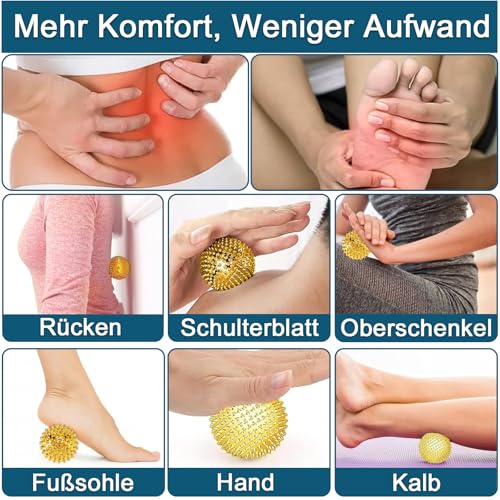 ElevaPulse 10 Stück Skills Set, 2 Verstellbare Anti Stress Ring, 4 Akupressur Ring, 2 Massage Armbände, 2 Golden Massageball, Skills Panikattacken, Skills Borderline, Für Massage Und Stressabbau