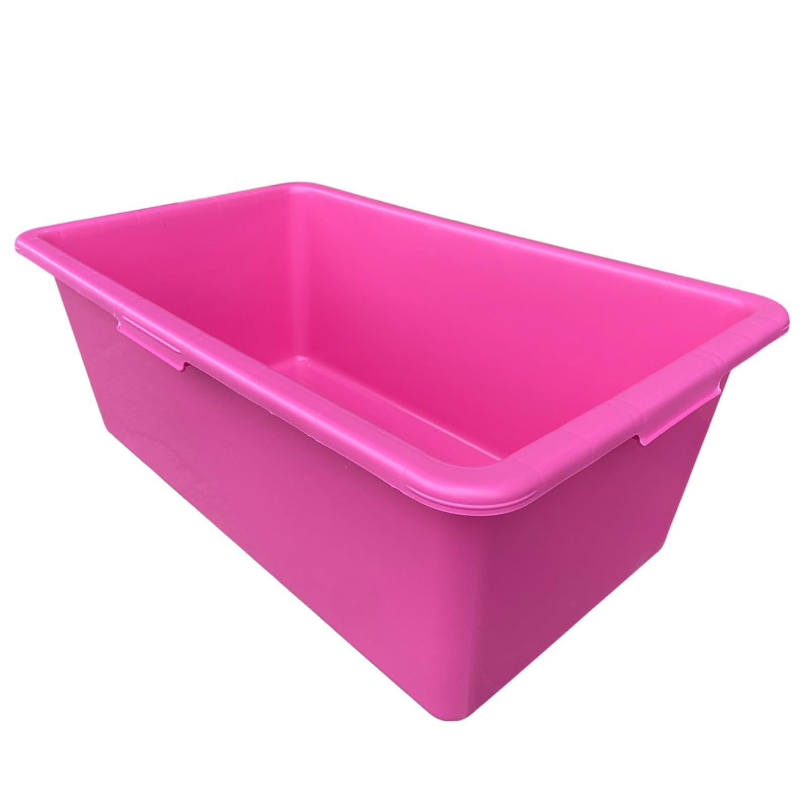 90L Heavy Duty Plastic Tub Pink Rectangular Multipurpose Utility Trough Approx 20 Gallon Dog Bath Horse Water Trough Livestock Feed Bucket Farm Stable Grooming Workshop Garden Storage Easy Clean