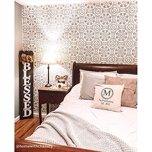Amalfi Tile Stencil - Cement Tile Stencils - Diy Portuguese Tiles - Reusable Stencils For Home Makeover (Large 12"X12") #TOP2