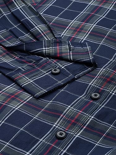 Image of The Indian Garage Co Men Regular Fit Checkered Full Sleeves Cutaway Collar Casual Shirt