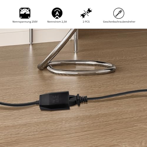 2 Stücke Eurokupplung Flach, Euro Kupplung 230v Flach,Schuko Kupplung Flach, Eurostecker Flach für Schuko Stecker Flach(Schwarz),Kupplung 230V, Geeignet für Tischlampen, Beleuchtungsgeräte.