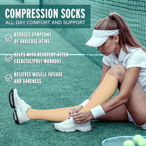 Image of 3 Pairs Compression Socks for Women & Men 15-20 mmHg- Best Support for Nurses, Running, Hiking, Recovery & Flight Socks