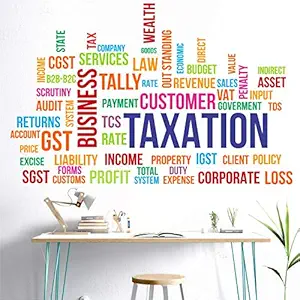 StickMe Vinyl 'Business - Taxation - Office - Motivational - Inspirational - Word Cloud - Creative - Colorful - Wall Sticker' -SM809 (Multicolour - 130cm X 70 cm ), Alphabet, Self-Adhesive