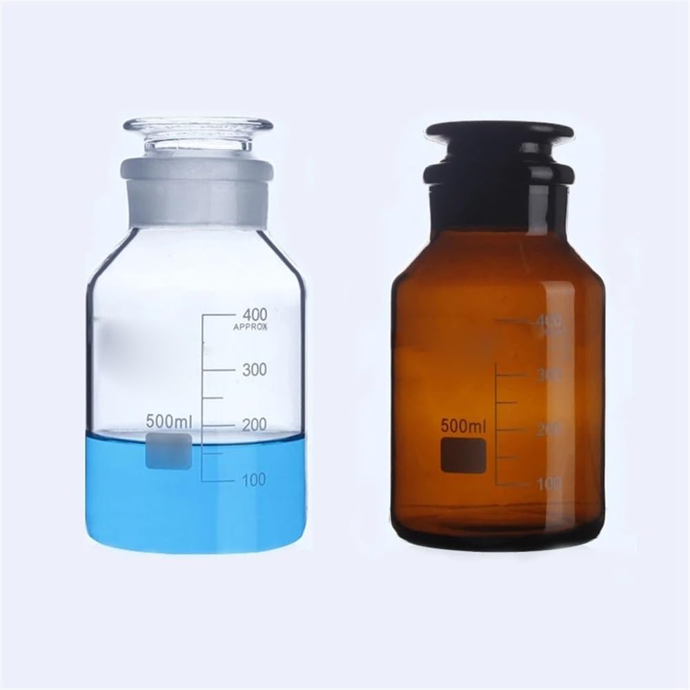Cristalería de Laboratorio Frasco de reactivo ancho de vidrio común marrón/transparente con tapón esmerilado for muestras de laboratorio(125mL 4pcs)