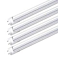 LightingWill LED T8 Light Tube 4FT, Daylight White 5000K, Dual-End Powered Ballast Bypass, 2000Lumen 18W (40W Equivalent Fluorescent Bulb Replacement), Clear Cover, AC85-265V Lighting Fixture, 4 Pack…