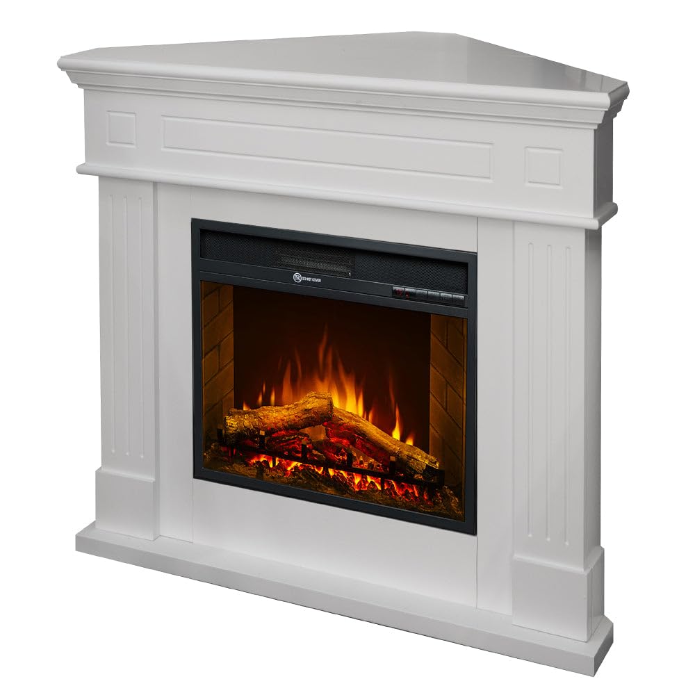 Cheminée Électrique d'angle Blanche Ford sur Pied L110Xp63Xh102