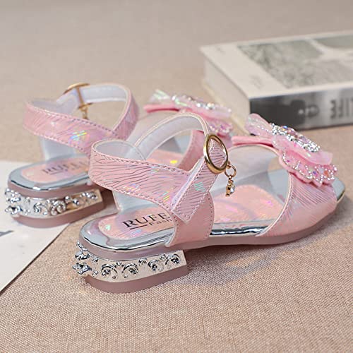 Children Shoes Fashion Thick Soles with Diamond Butterfly Sandals Summer Open Toe Student Dance Kids Flip Flops Girls (Pink, 7-8 Years Little Child)3