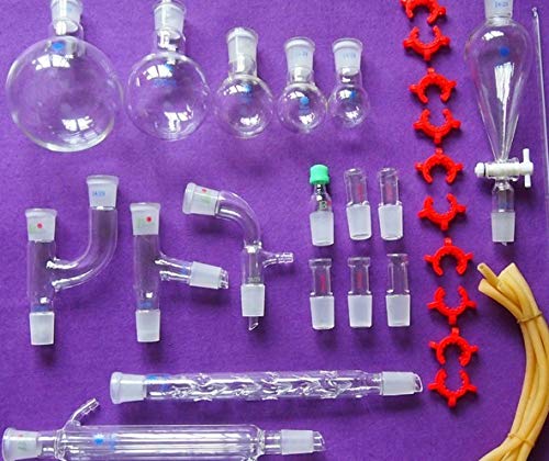 GOWE nuevo laboratorio de química Cristalería Kit, cristal conjunto con Ground articulaciones 24/29,29Pcs