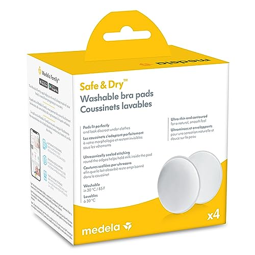 Image of Medela Safe & Dry Washable Nursing Pads, 4 Count Breast Pads for Breastfeeding, Ultra-Absorbent, Reusable, No-Slip Contoured Design