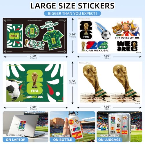 FIFA World Cup 2026 Official Licensed Mexico Sticker Collection for Fans, 12PCS StickersWaterproof Vinyl Decals with Trophy, Flag, Jersey & Soccer for Laptop Water Bottle Car Phone Notebook — view 6