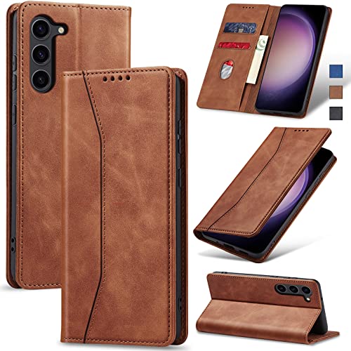 Image of Jasonyu Flip Wallet Case for Samsung Galaxy S23 Plus /S23+,Brown