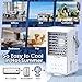 Portable Air Conditioners,4 in 1 Portable AC unit with 3 Speeds 2 Mist,90° Oscillating Cooling Fan with Timer 7 Color Night,Air Conditioner Portable,6.54×7.32×11.97 inches Air Cooler (White-6)