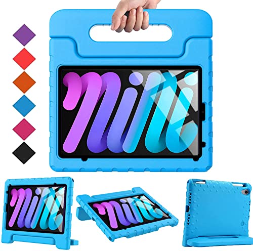 BMOUO iPad Mini 6 Case for Kids (2021,8.3 inch), iPad Mini 6th Generation Case for Kids, iPad Mini 6 Kids Case,Shockproof Convertible Handle Stand Kids Case for New iPad Mini 6th Generation 2021, Blue