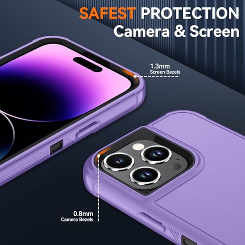 Image of SunStory Compatible with iPhone 14 Pro Max Case with HD Screen Protector, 3-Layer Heavy Duty Full-Body Cover,3 in 1 Hybrid Protective Case for iPhone 14 Pro Max 6.7 inch,Violet