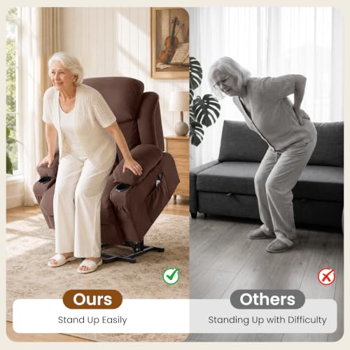 Image of BOSMILLER Electric Power Lift Recliner Chair Sofa with Massage and Heat for Elderly,Lift Chair with Cup Holder & Side Pockets for Living Room