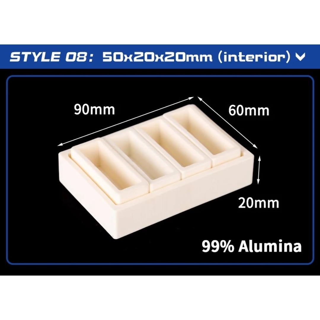 1 zestaw tygli z tlenku glinu do wysokich temperatur - formy do analizy laboratoryjnej o średnicy 50–100 mm do topienia metali, ceramiki i szkła(90x60x20mmx08)