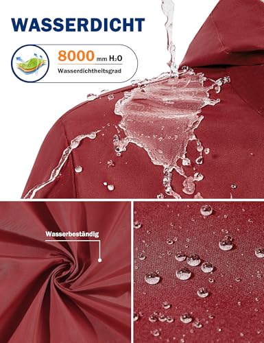 PONCEAU Damen Wasserdicht Regenjacke Lang Windbreaker Übergangsjacke Leichte Atmungsaktiv Outdoorjacke Raincoat Regenponcho Regenparka Trenchcoa Regenmantel mit Kapuze