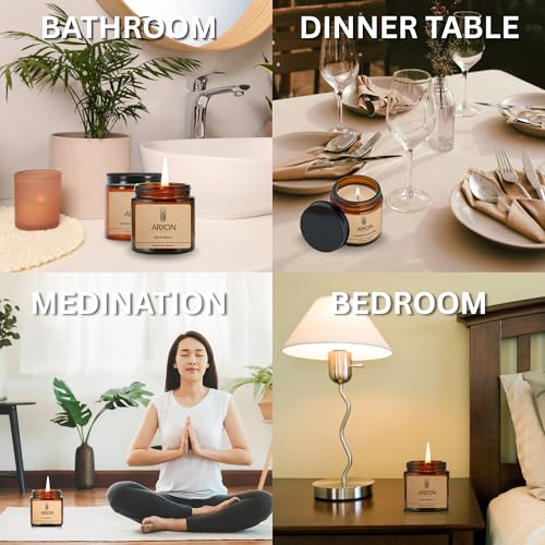 Image of Arxon Aromatherapy Soy Wax Scented Candle | Sleep /Destress - Focus /Meditate - Relax /Calm - Refresh /Rejuvenate | 100g Each, 30Hrs Burn Time | Corporate Gifting Cedarwood & Ylang