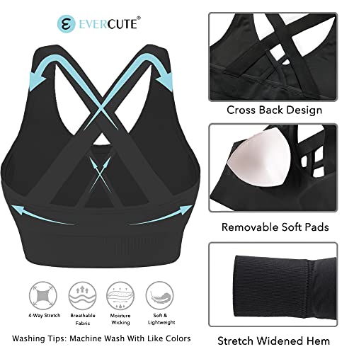 Image of Evercute Sports Bras for Women Padded Medium Support Criss Cross Strappy Bra Seamless High Impact Yoga Exercise Athletic Bras