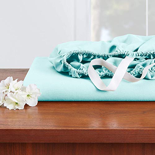 Image of YRM Bedding's Aqua Blue 600-TC Oraganic Cotton 4 Pcs King Size Bedsheet Fitted (72 inchx78 inch), Flat (102 inchx108 inch) and Pillow Cover (18 inchx28 inch) Feet for 4 inch and 8 inch Inch Mattress