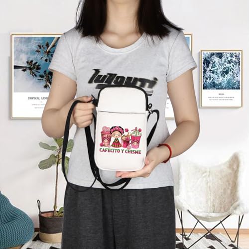 BLUPARK Funny Cafecito y Chisme Mexican Coffee Cups Crossbody Bag Mexican Concha Pun Gift Mexican Themed Crossbody Bag 5