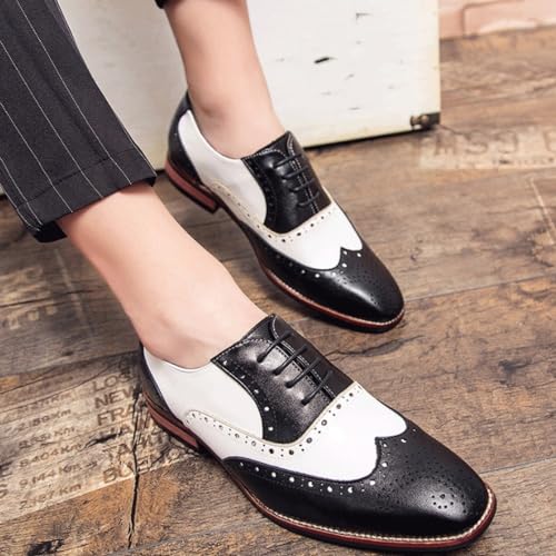 Spectator Wingtip Brogue Formal Oxford Shoes for Men's Waterproof Leather Lace-up Non Slip Rubber Sole Slip Resistant Anti-Slip Uniform Casual Wingtip2