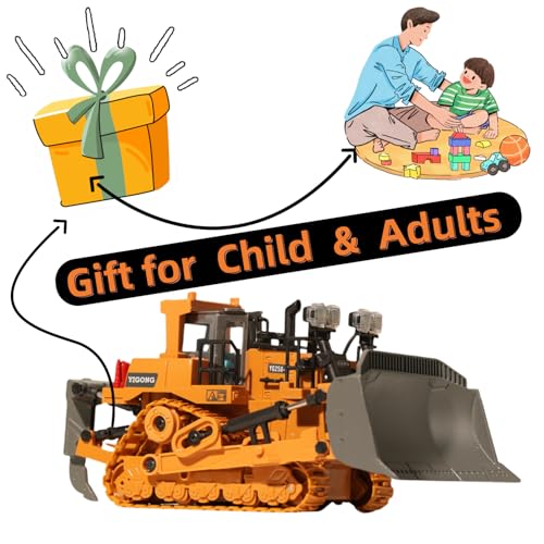 Image of 9-Channel RC Bulldozer with Lights and Sound,Construction Remote Control Bulldozer,Heavy Equipment Vehicles Dozer Toys for Adults Kids Boys Ages 3-12+ Christmas Birthday Gift 2026