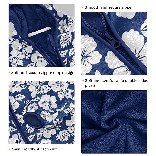 Hibiscus Flower Boys Fleece Hoody Jacket Zip Up Coat Warm Fall Winter Plush Jacket Long Sleeve Outerwear3