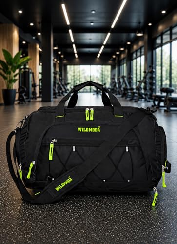Image of 50L Gym Duffel Bag | Large Travel Sports Bag for Men & Women (Black & Green)
