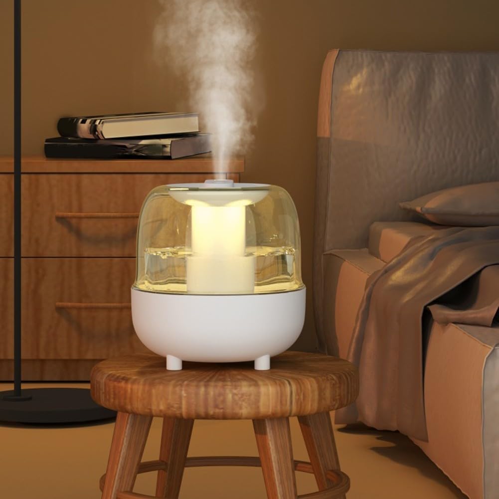 Umidificatore a nebbia fredda da 4 l, ultra silenzioso, per camera da letto, grande stanza, con display digitale, riempimento superiore, diffusore di oli essenziali, 19,5 x 18 cm (4 l, bianco)